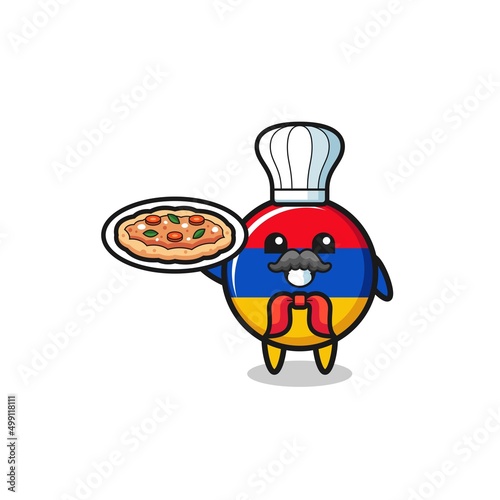 armenia flag character as Italian chef mascot