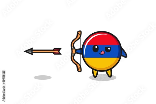 illustration of armenia flag character doing archery