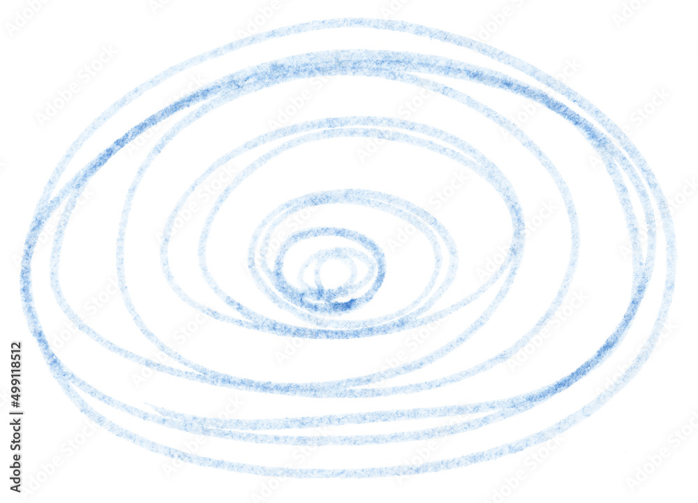 Circle spiral drawn with a marker on blue paper