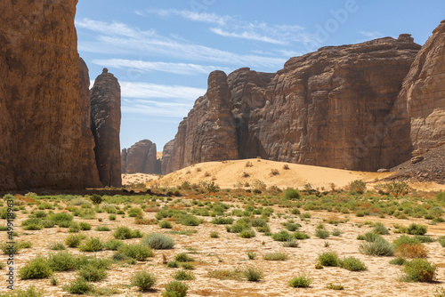 Natural outcrop rock formations in the Sharaan Nature Reserve in Al Ula, north west Saudi Arabia photo