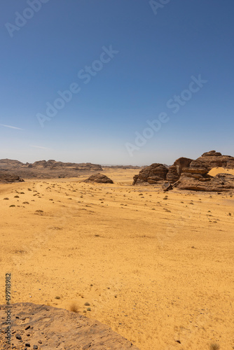 Natural outcrop rock formations in the Sharaan Nature Reserve in Al Ula  north west Saudi Arabia