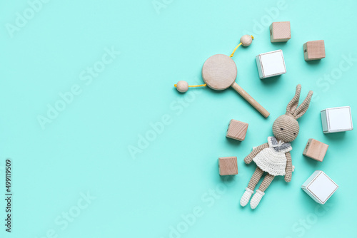 Wooden cubes with baby toys...