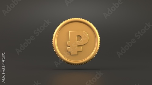 Floating Golden Coins with Russian Ruble Symbol 3D Rendered Illustration Concept