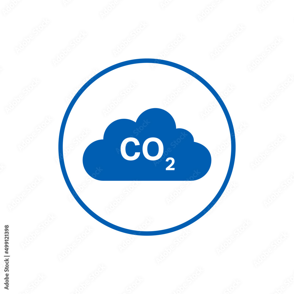 CO2 emissions cloud icon. Simple blue co2 sky icon for web and print isolated on white background. CO2 emissions cloud icon. Simple blue co2 sky icon for web and print isolated on white background.