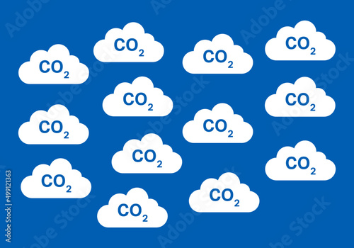 CO2 emissions cloud background. Simple blue co2 sky background / wallpaper isolated on blue background.