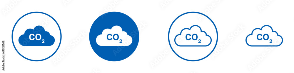 Set of CO2 emissions cloud icons. Simple blue co2 sky icons for web and print isolated on white background. Set of CO2 emissions cloud icons. Simple blue co2 sky icons for web and print isolated on white background.