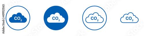 Set of CO2 emissions cloud icons. Simple blue co2 sky icons for web and print isolated on white background.