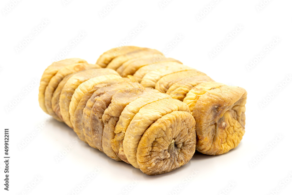 Dried figs isolated on a white background. Close-up.