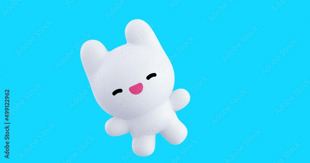 Funny Looped cartoon kawaii Bunny character. Cute animation. 4k video