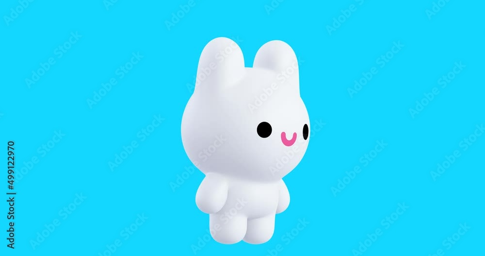 Funny Looped cartoon kawaii Bunny character. Cute animation. 4k video Funny Looped cartoon kawaii Bunny character. Cute animation. 4k video