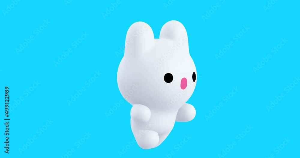 Funny Looped cartoon kawaii Bunny character. Cute animation. 4k video