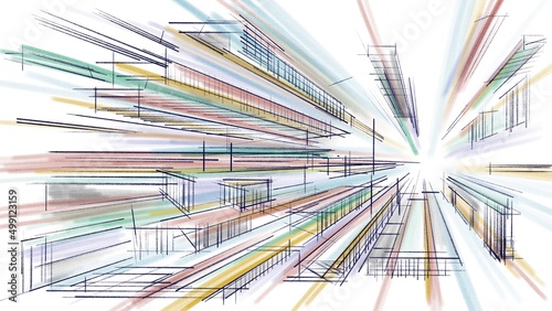 Obraz na płótnie architectural abstract sketch pencil composition. made by hand. w salonie