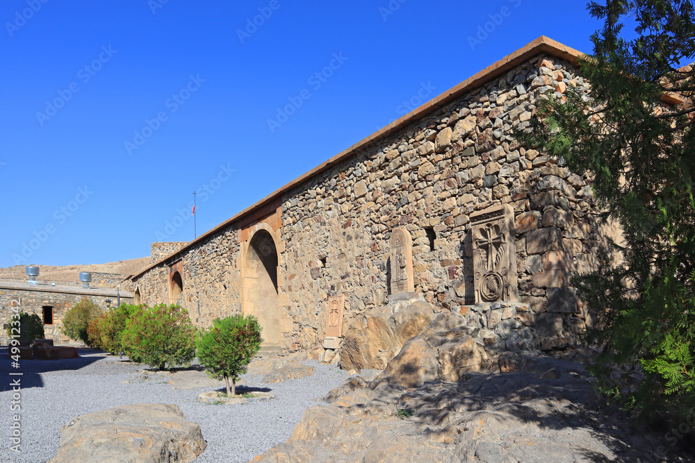 Ancient khachkars near Khor Virap Monastery in Armenia	