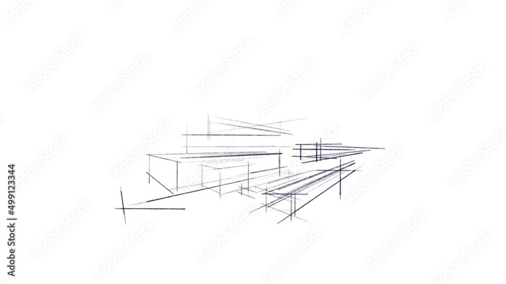 architectural abstract sketch pencil composition. made by hand.