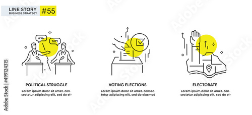 Set of illustrations icons elections, voting. debits, electorate