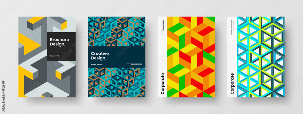 Creative catalog cover vector design layout bundle. Modern geometric shapes corporate identity concept collection.