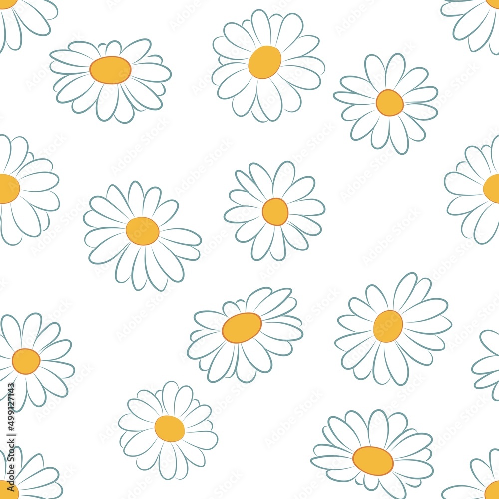 chamomile white flower seamless vector pattern for print chamomile white flower seamless vector pattern for print