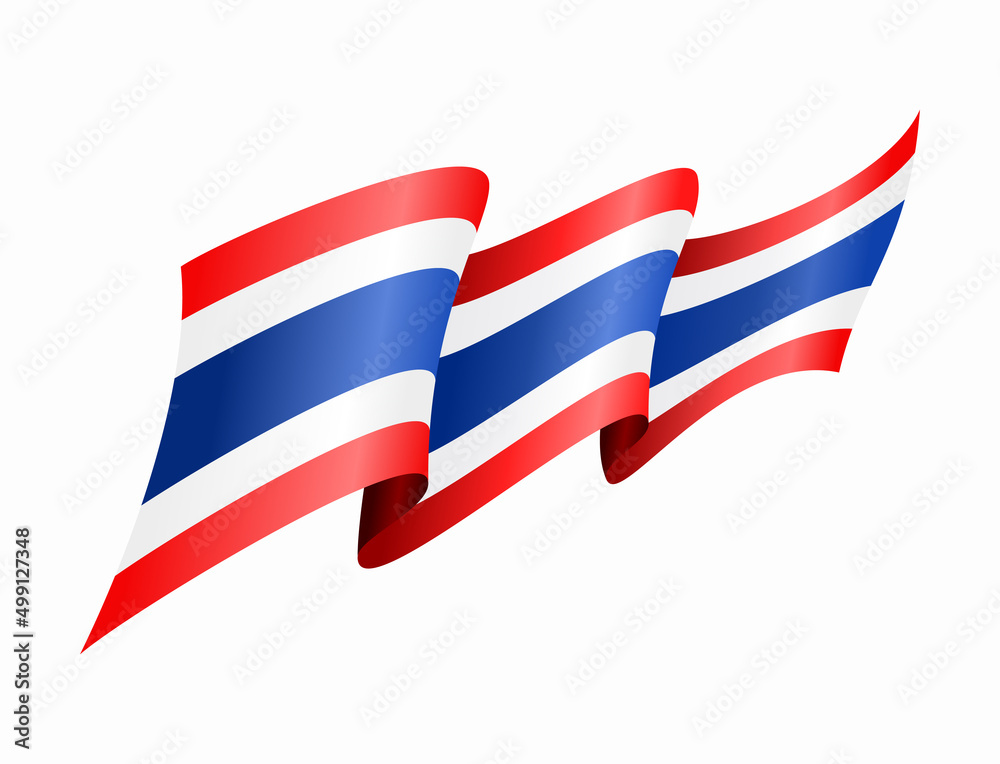 Naklejka premium Thai flag wavy abstract background. Vector illustration.