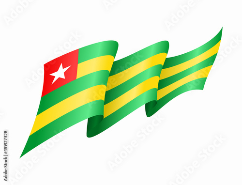 Togolese flag wavy abstract background. Vector illustration.