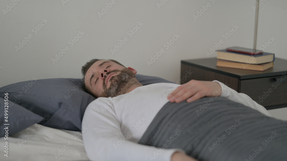 Man Sleeping in Bed Peacefully Man Sleeping in Bed Peacefully
