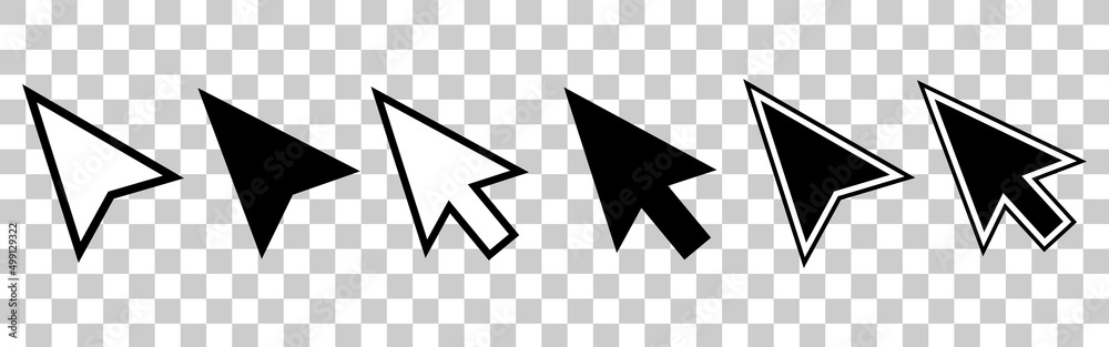 Click cursor set. Computer pointer hand and arrow icon. Press pick