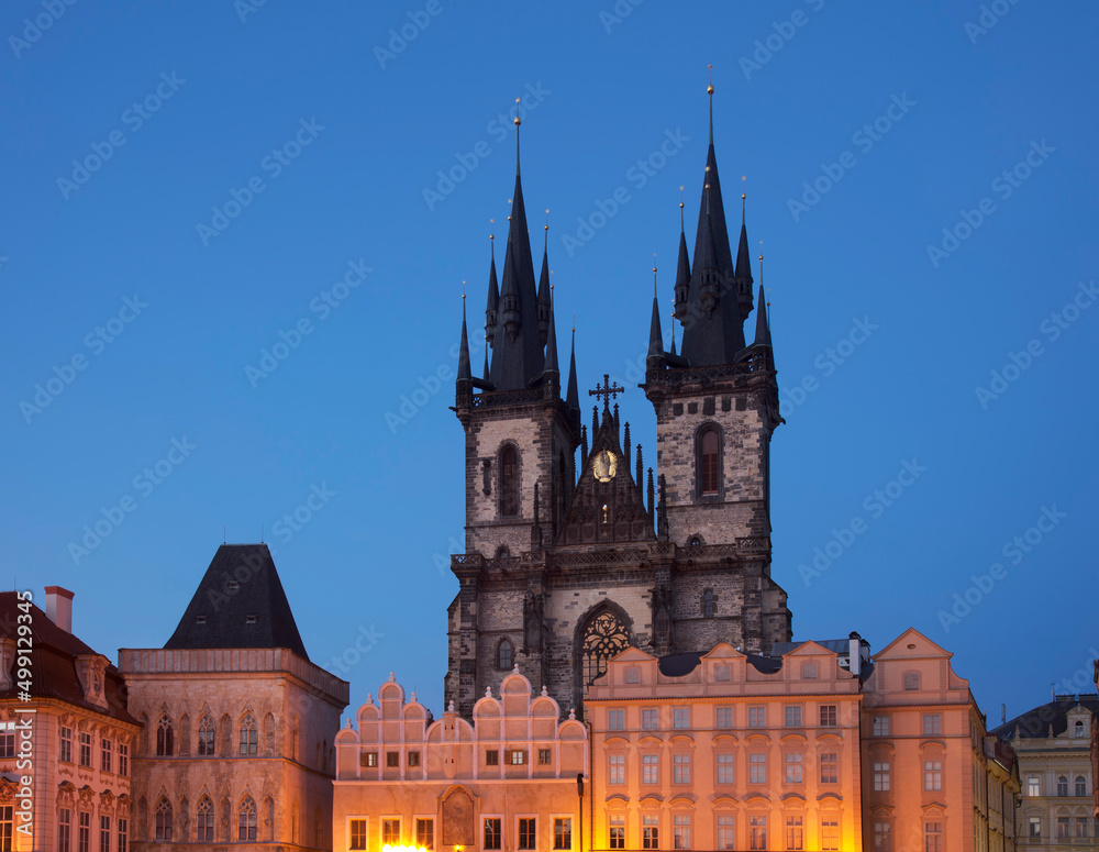 Fototapeta premium Church of Mother of God before Tyn at Old Town square in Prague. Czech Republic