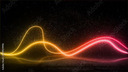 ゆらめく　ネオン　波　発光　曲線　うねうね　発光　デジタル　ライブ　壁紙　イメージ © sunafe