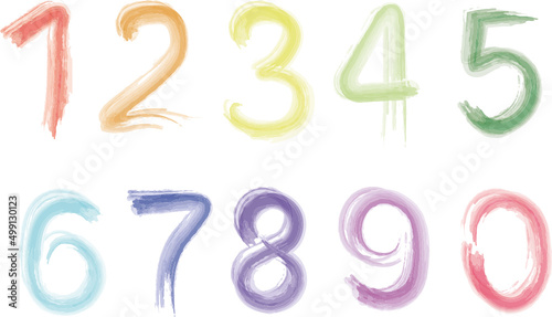 vector watercolor numbers. Ideal for children's books and postcards, color rainbow