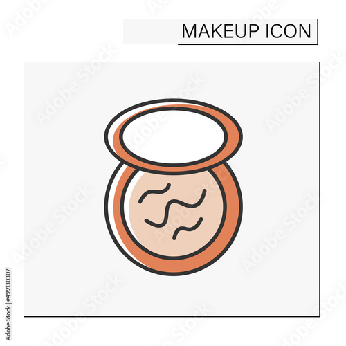  Blush color icon. Cosmetic product. Organic blush for making cheeks pink. Makeup concept. Isolated vector illustration