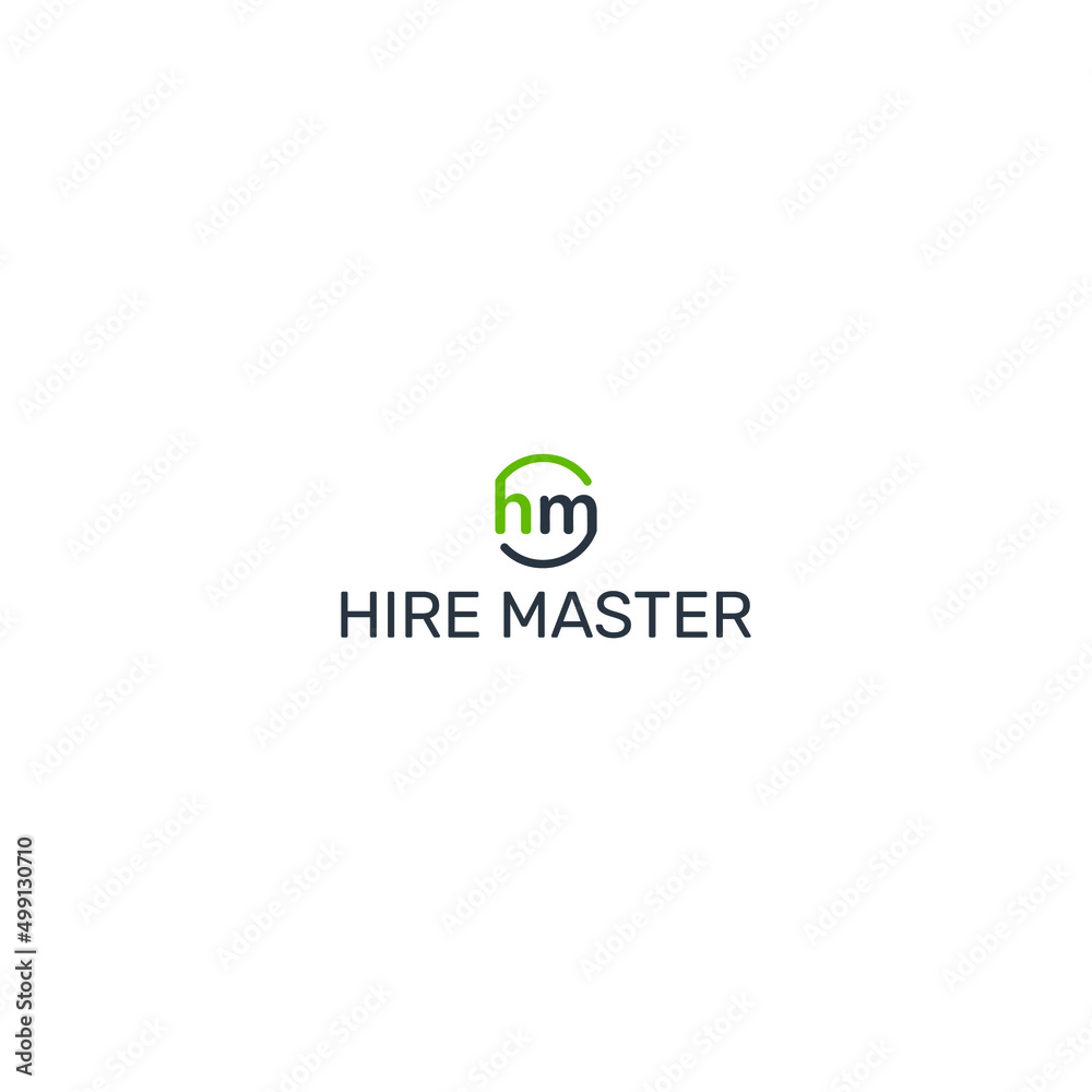 recruitment firm logo design which built from abstract initial letter H and  M with circle ornament