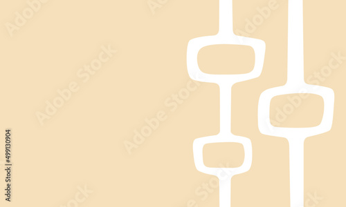 Monochromatic white and off-white biomorphic design elements with copy space. Inspired by 1950s Mid-Century Modern,  Atomic Age, Space Age, and Googie design.
