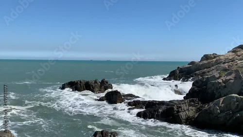 Sound_한국 부산 태종대 바다, 파도치는 바다 풍경 / Sea of Taejongdae, Busan, Korea, Sea Scenery of Waves  photo