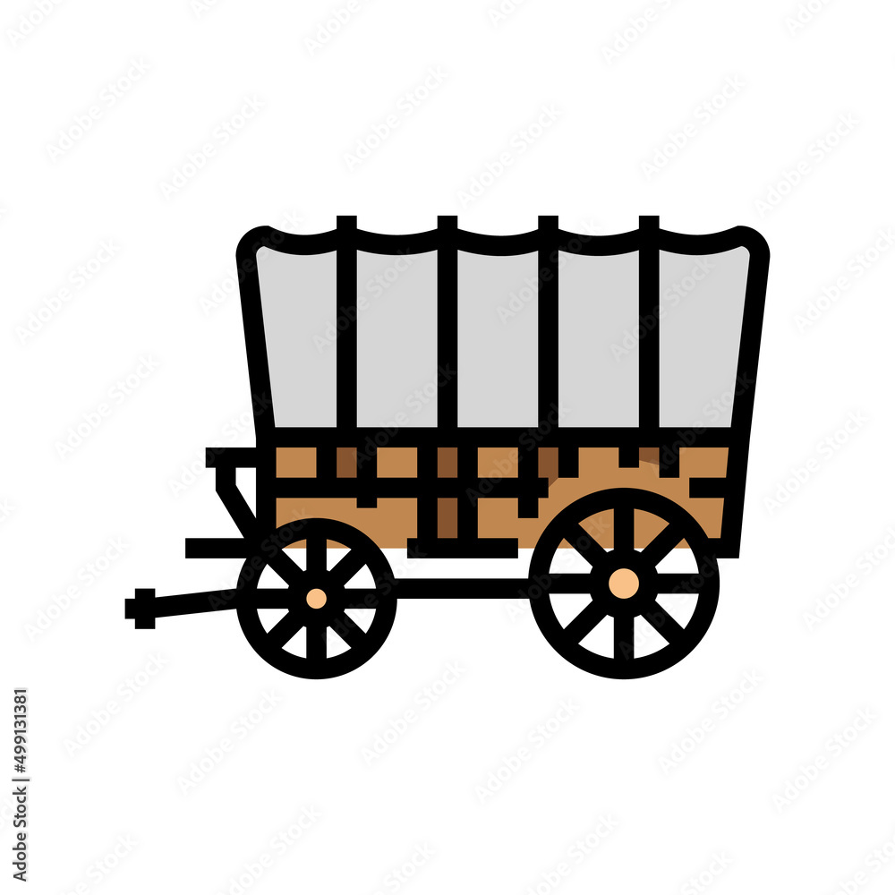 wagon medieval transport color icon vector. wagon medieval transport sign. isolated symbol illustration