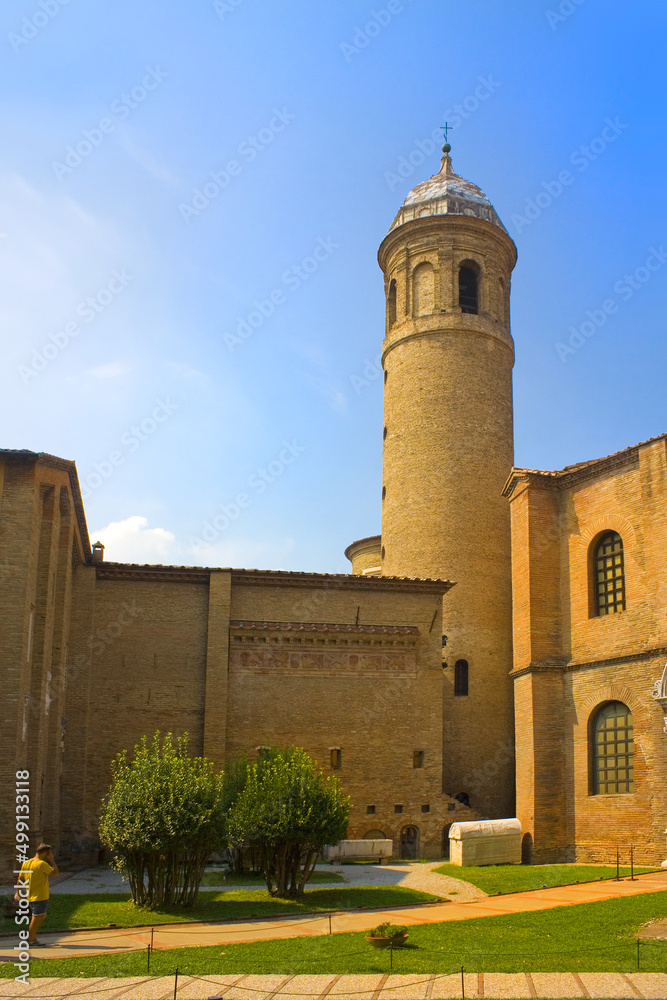 Bell tower of Basilica di San Vitale in Ravenna, Italy	