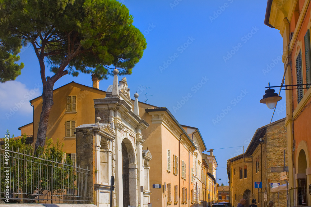 Entrance gate to famous Basilica di San Vitale in Ravenna, Italy 