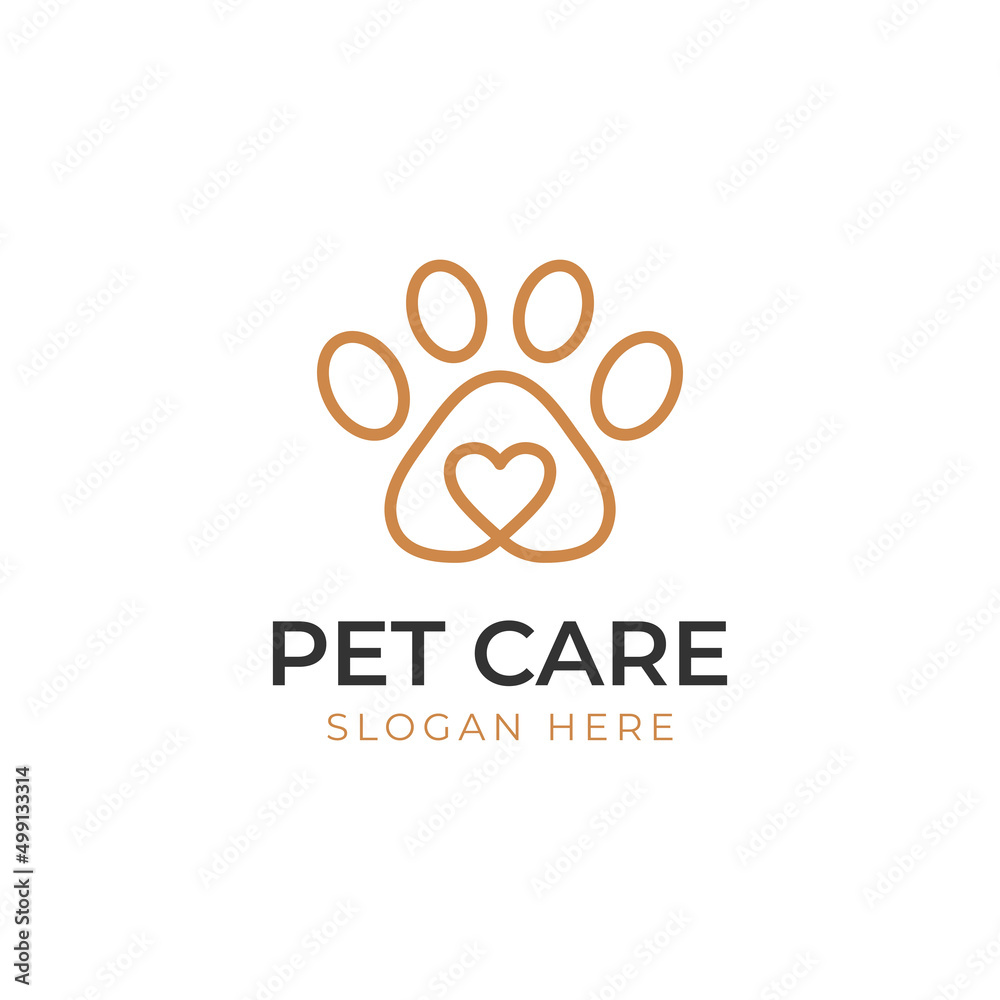 simple logo element of pet care with love animal feet for Veterinary logo icon design simple logo element of pet care with love animal feet for Veterinary logo icon design