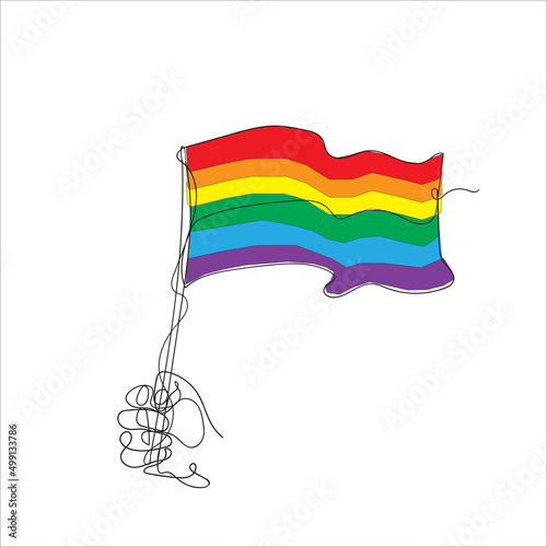 continuous line drawing rainbow flag illustration vector isolated