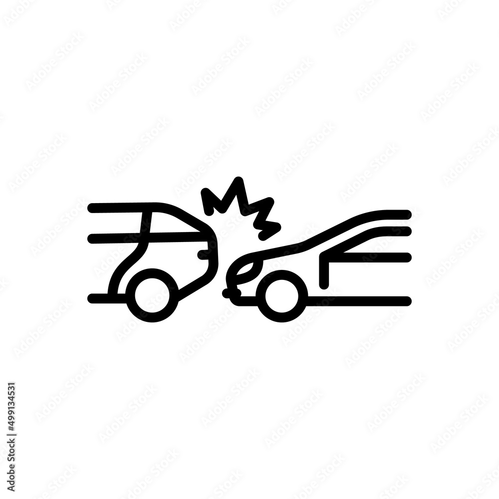 Non-Compliance With Distance Icon. Auto Accident. Vector sign in simple style isolated on white background.