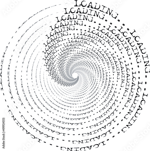 word loading in a black and white spiral