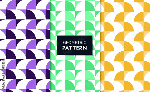 Set of geometric seamless patterns in different colors. Vector