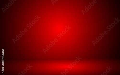 Concept of New Beautiful Abstract Red Elegant Empty Room Background. Modern free space 3D rendered illustration room backdrop design with spot light.