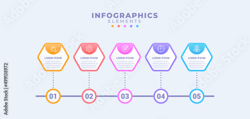 Business infographic template with five options