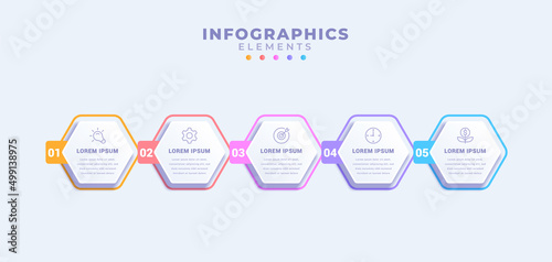 Business infographic template with five options