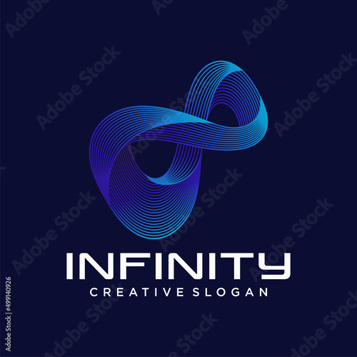 Infinite limitless symbol icon or logo design template. Corporate branding identity colorful gradient