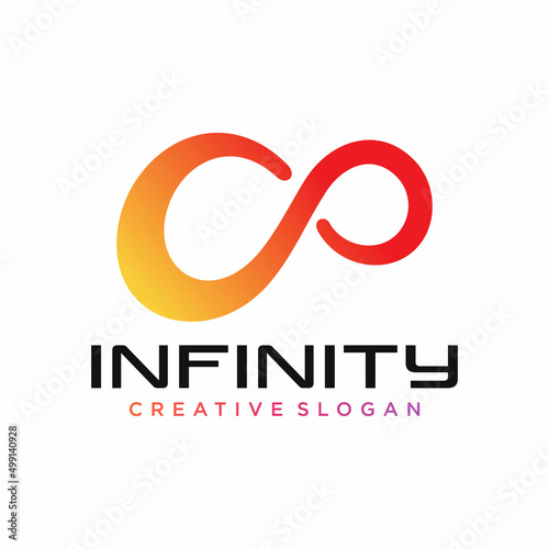 Infinite limitless symbol icon or logo design template. Corporate branding identity colorful gradient