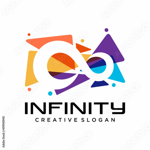 Infinite limitless symbol icon or logo design template. Corporate branding identity colorful gradient