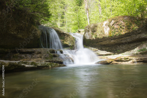 waterfall in the forest of the Kemptnertobel
