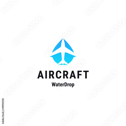 Airplane in the form of water drops logo icon design template flat vector