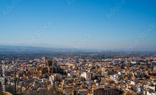 Panoramic view over the city of Granada, Spain 
