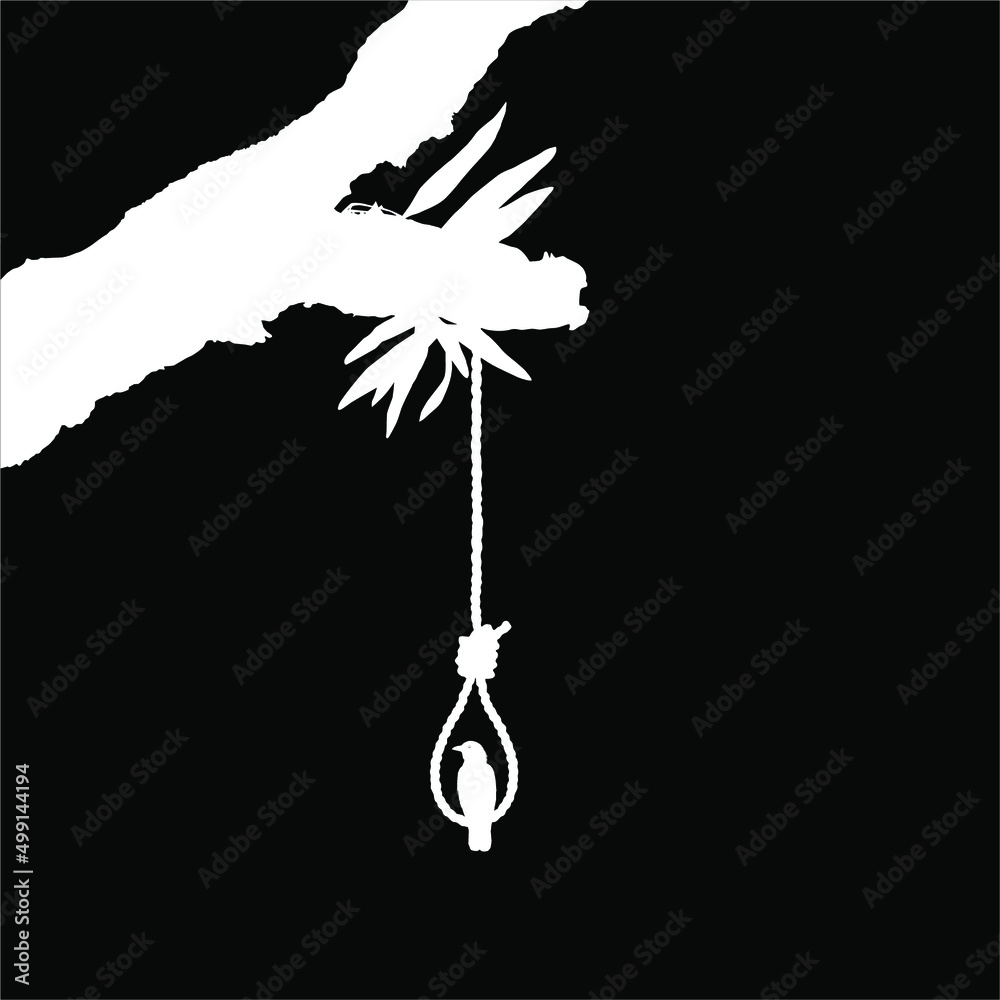 Gallows (Hanging Rope) on the Tree and Crow. Dramatic, Creepy, Horror, Scary, Mystery, or Spooky Illustration. Illustration for Horror Movie or Halloween Poster Element. Vector Illustration Gallows (Hanging Rope) on the Tree and Crow. Dramatic, Creepy, Horror, Scary, Mystery, or Spooky Illustration. Illustration for Horror Movie or Halloween Poster Element. Vector Illustration